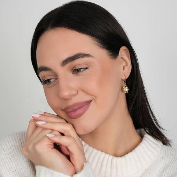 18K Gold Plated Caged Pearl Dangle Earrings for Women Teardrop Jewelry Gift - Picture 6 of 6